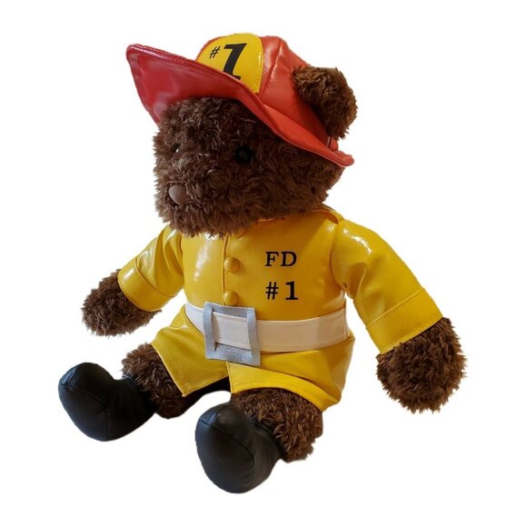 Fireman Teddybear Plush 16" American Heroes Gund Heads & Tales FD #1 Stuffed - Picture 3 of 11